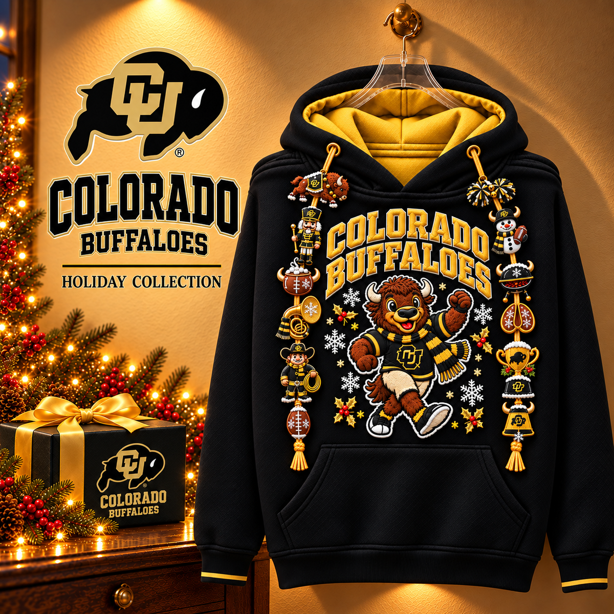Premium CLB Christmas Embroidered Charm Hoodie PVNA