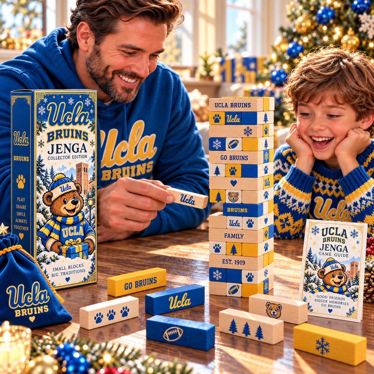 Jenga Collector Edition – Premium UCLA Wooden Stacking Game VTH
