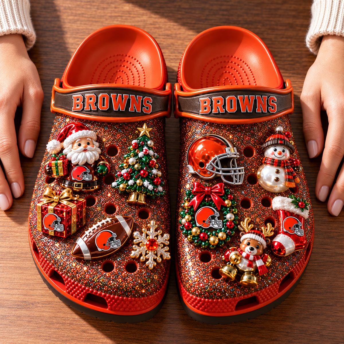 CLVB Premium Christmas Glitter Charm Clogs NTTB