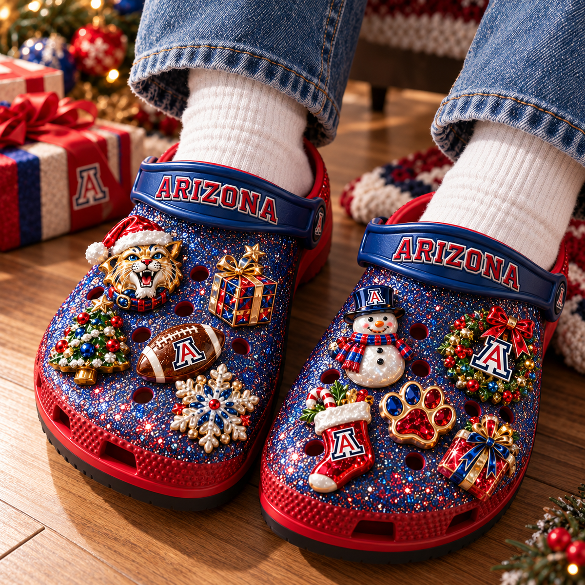 AWC Premium Christmas Glitter Charm Clogs NTTB