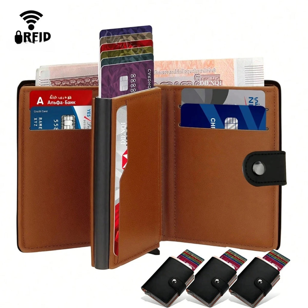 Rfid Micrfiber Leather Mens Wallets Pop Up Bank Credit Card Holder Wallet Money Bag Clutch Coin Purse Male Smart Wallets for Men