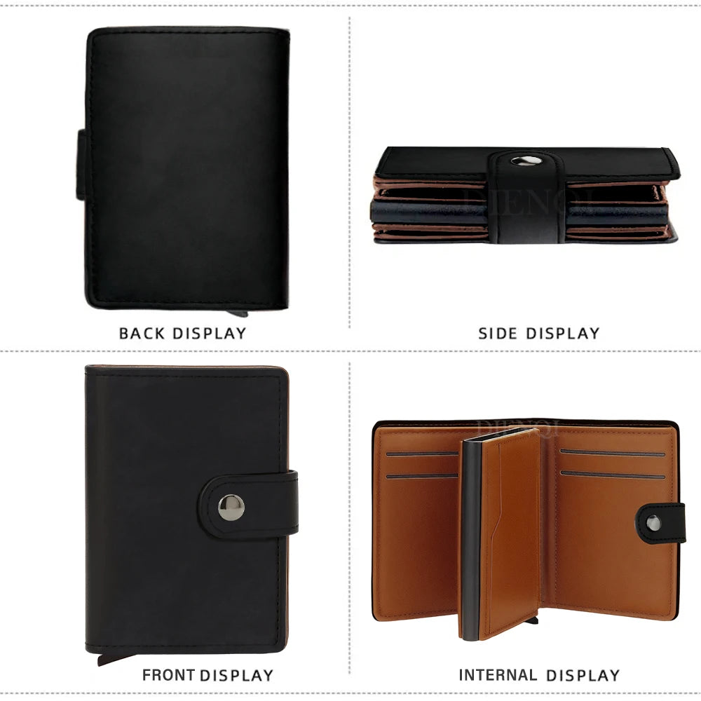 Rfid Micrfiber Leather Mens Wallets Pop Up Bank Credit Card Holder Wallet Money Bag Clutch Coin Purse Male Smart Wallets for Men